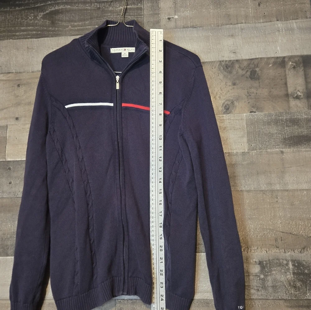 Tommy Hilfiger Men's Navy Zip-Up Cable Knit Sweater